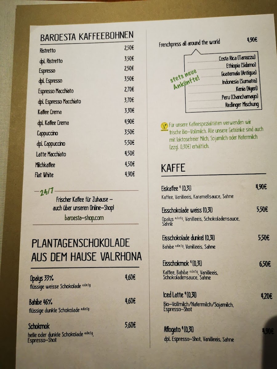 Barösta Kaffeehaus Photo Menu 2