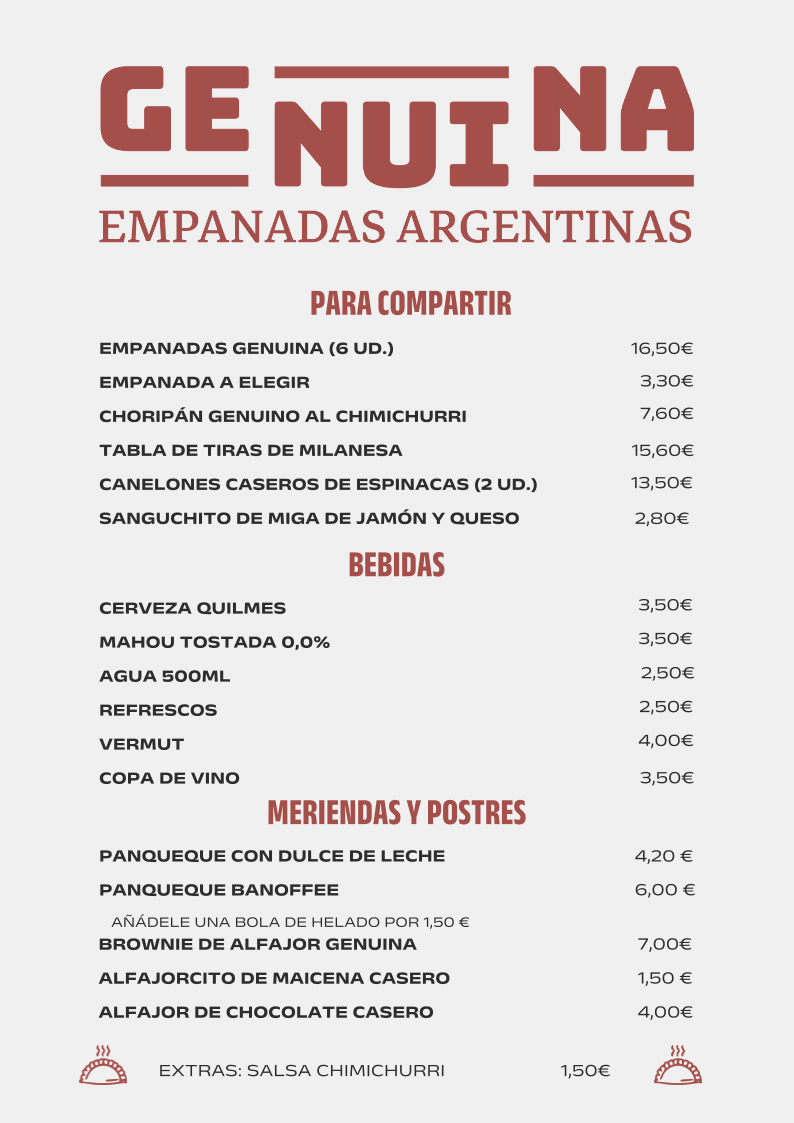 Genuina Empanadas Photo Menu 1