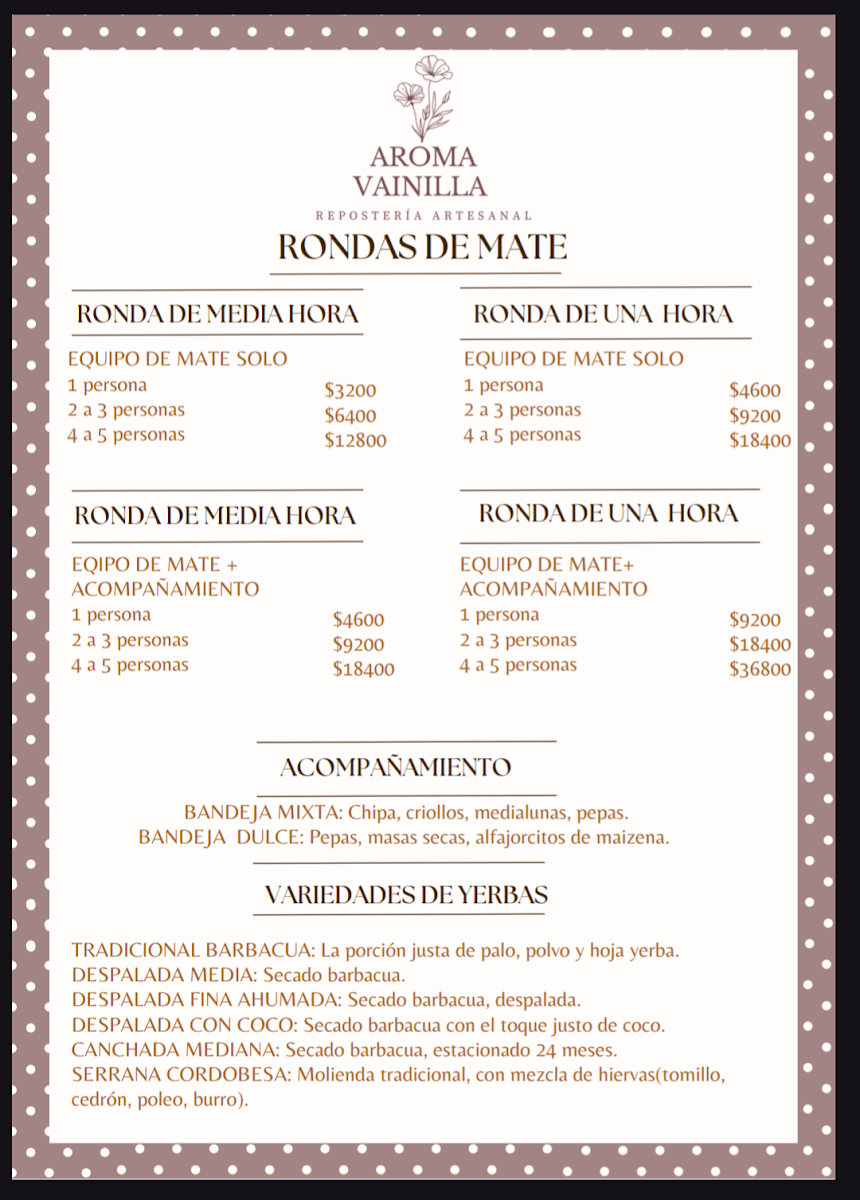 Aroma Vainilla Photo Menu 2