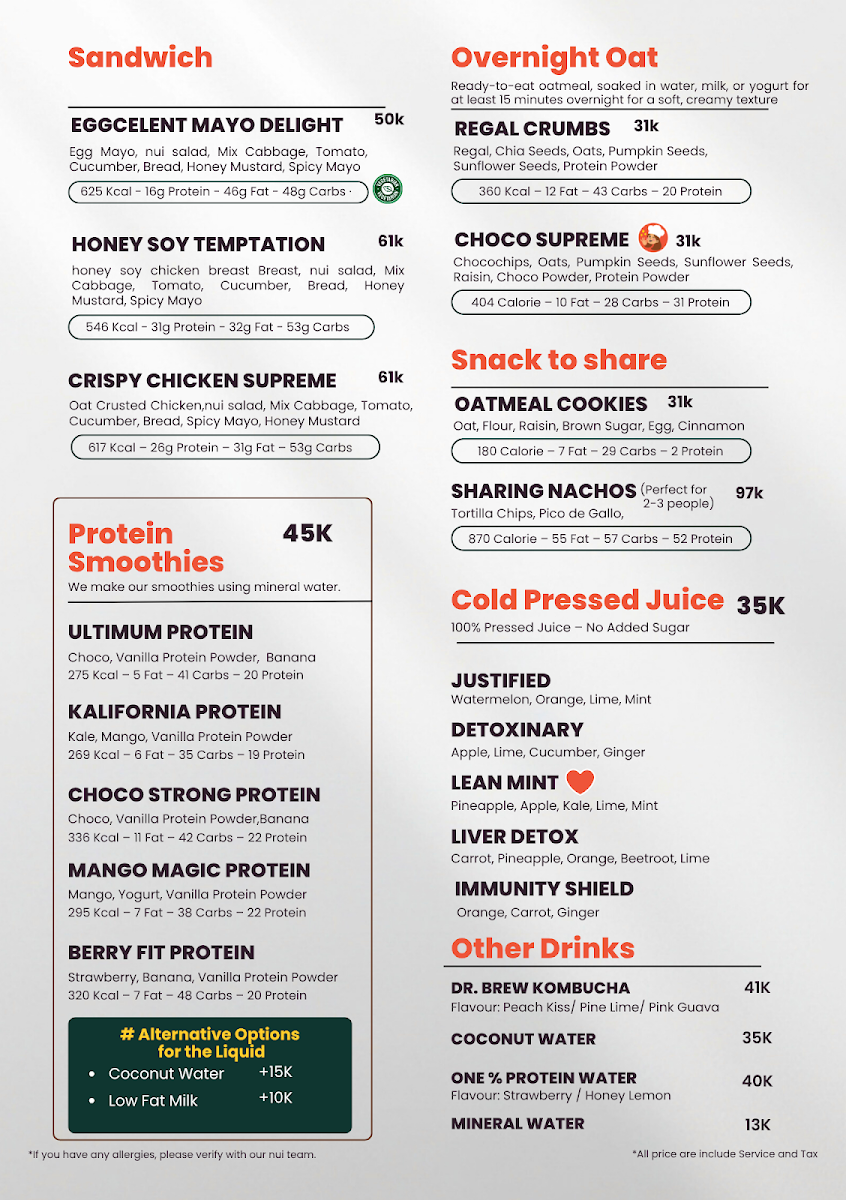 Nui Healthy Food Uluwatu Photo Menu 1