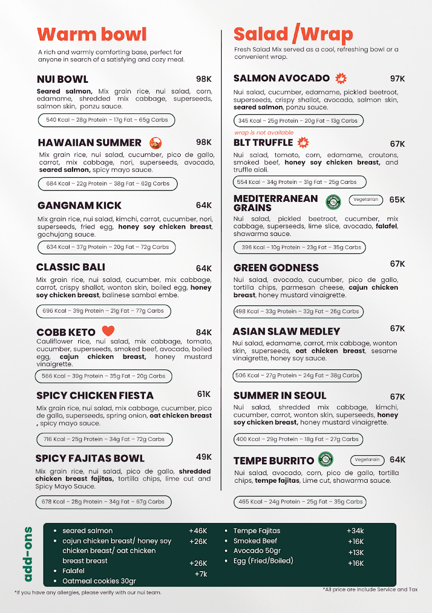 Nui Healthy Food Uluwatu Photo Menu 2