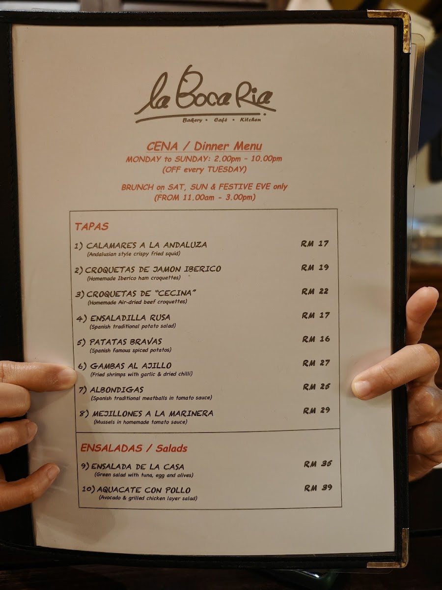La Boca Ria Spanish Restaurant Photo Menu 1