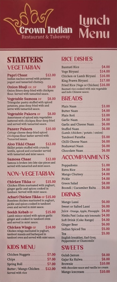 Crown Indian Takeaway & Restaurant Photo Menu 2
