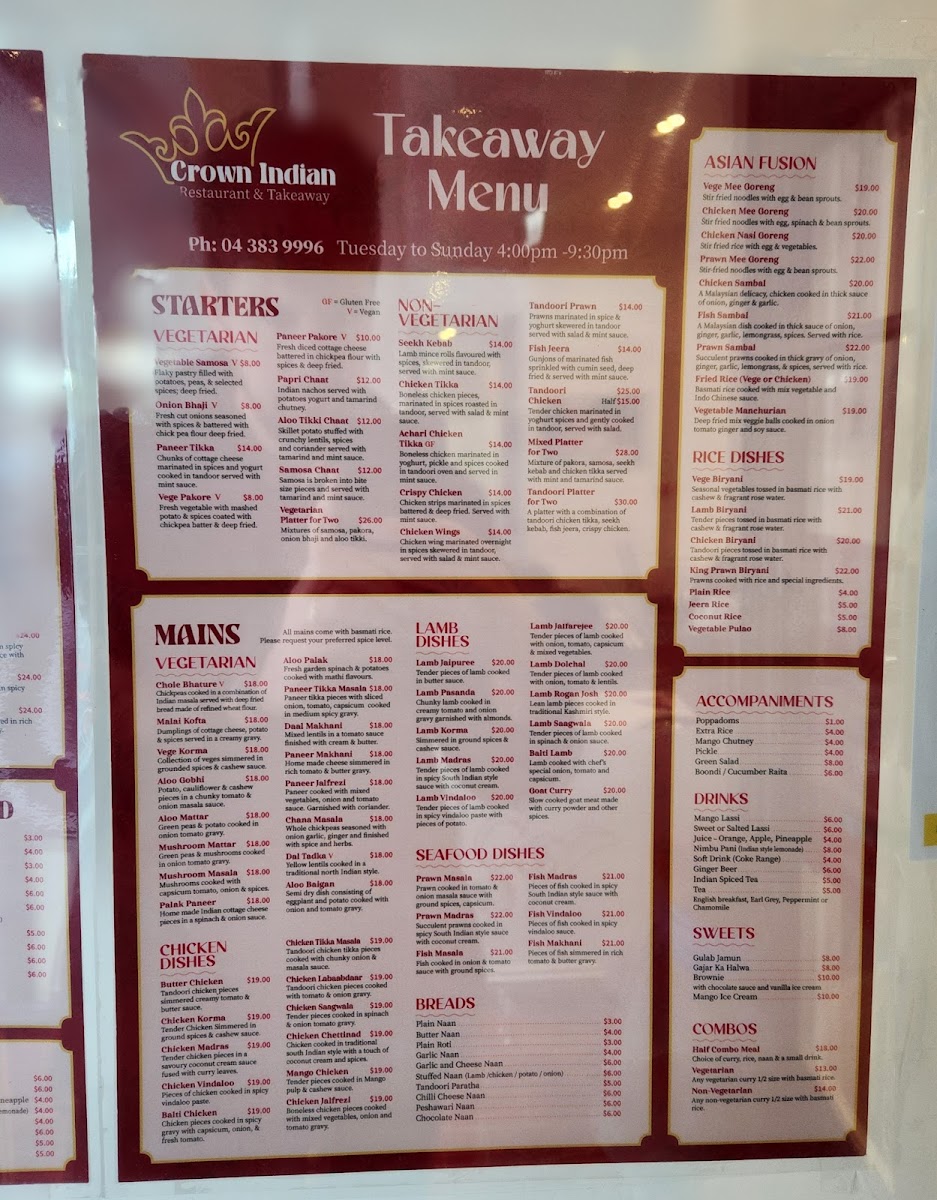 Crown Indian Takeaway & Restaurant Photo Menu 3