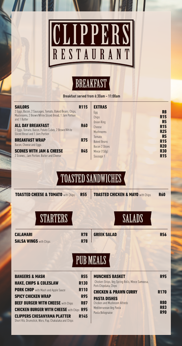 Clippers Bar & Restaurant Photo Menu 1
