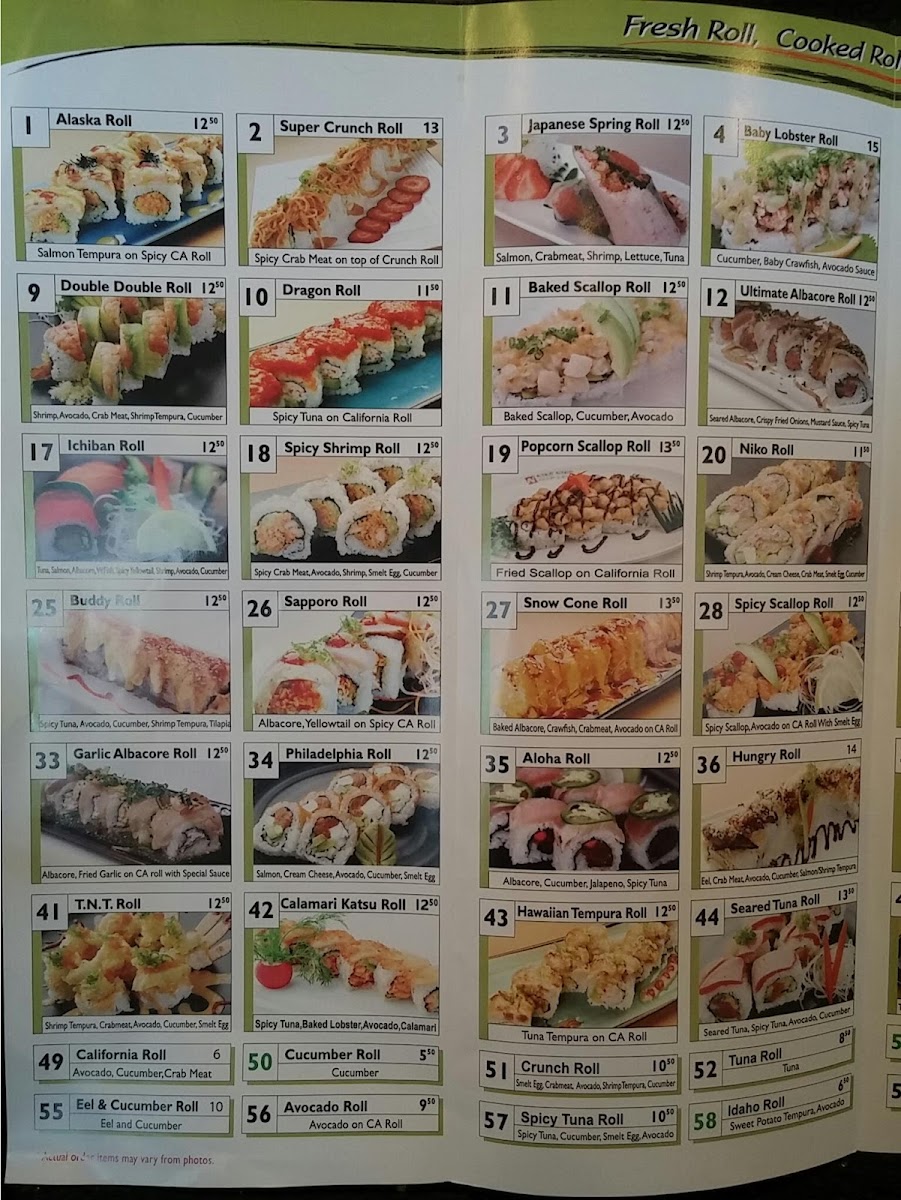 Niko Niko Sushi Photo Menu 1