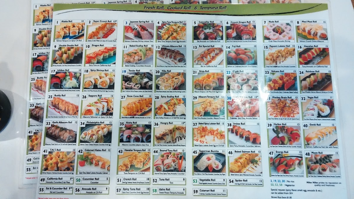 Niko Niko Sushi Photo Menu 4