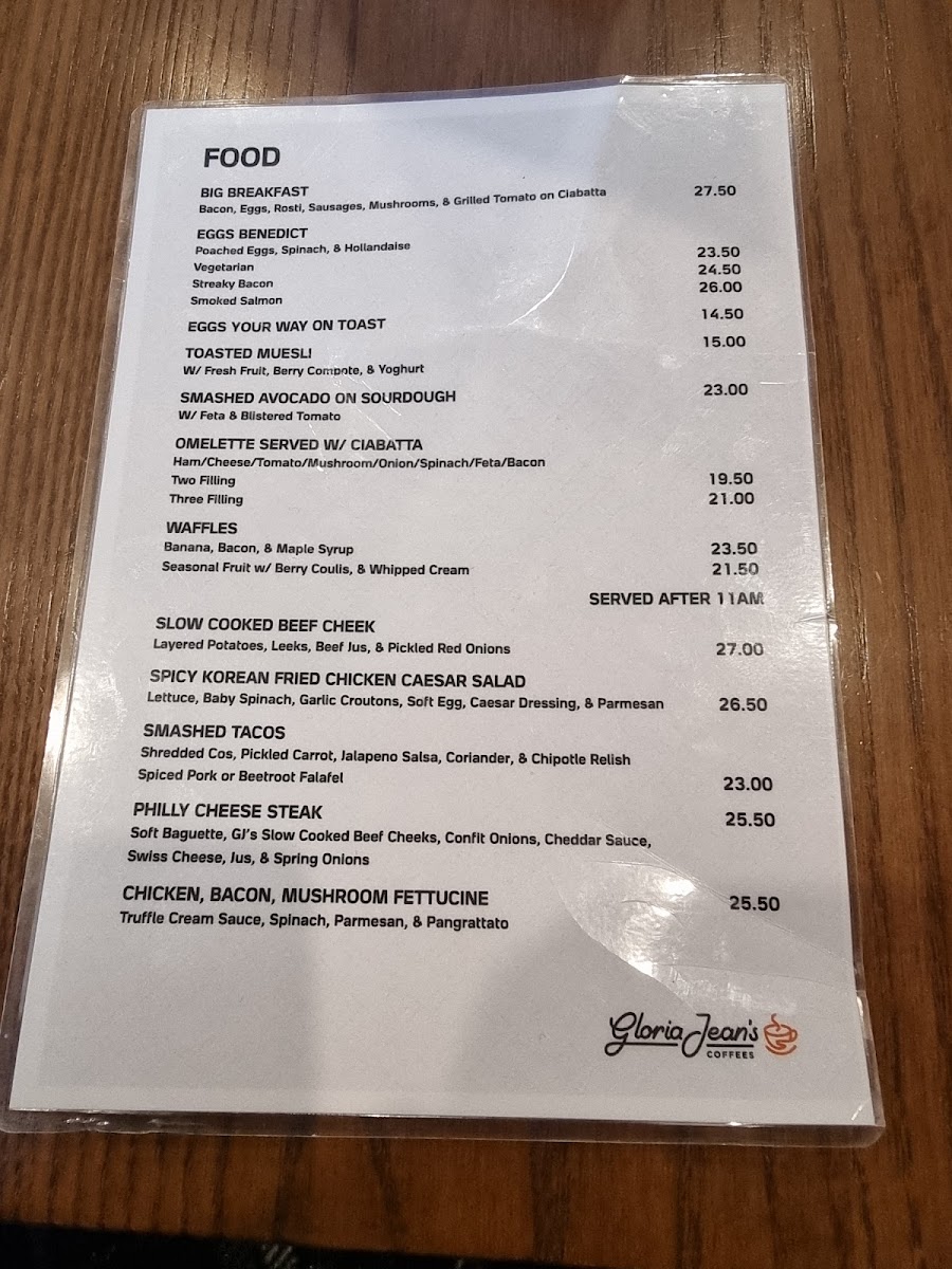 Gloria Jean's Coffees Northwood Photo Menu 2