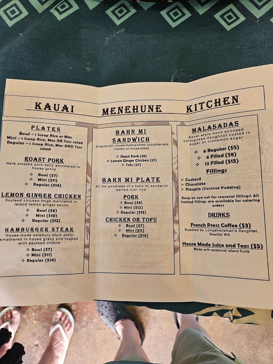 Kauai Menehune Kitchen Photo Menu 1
