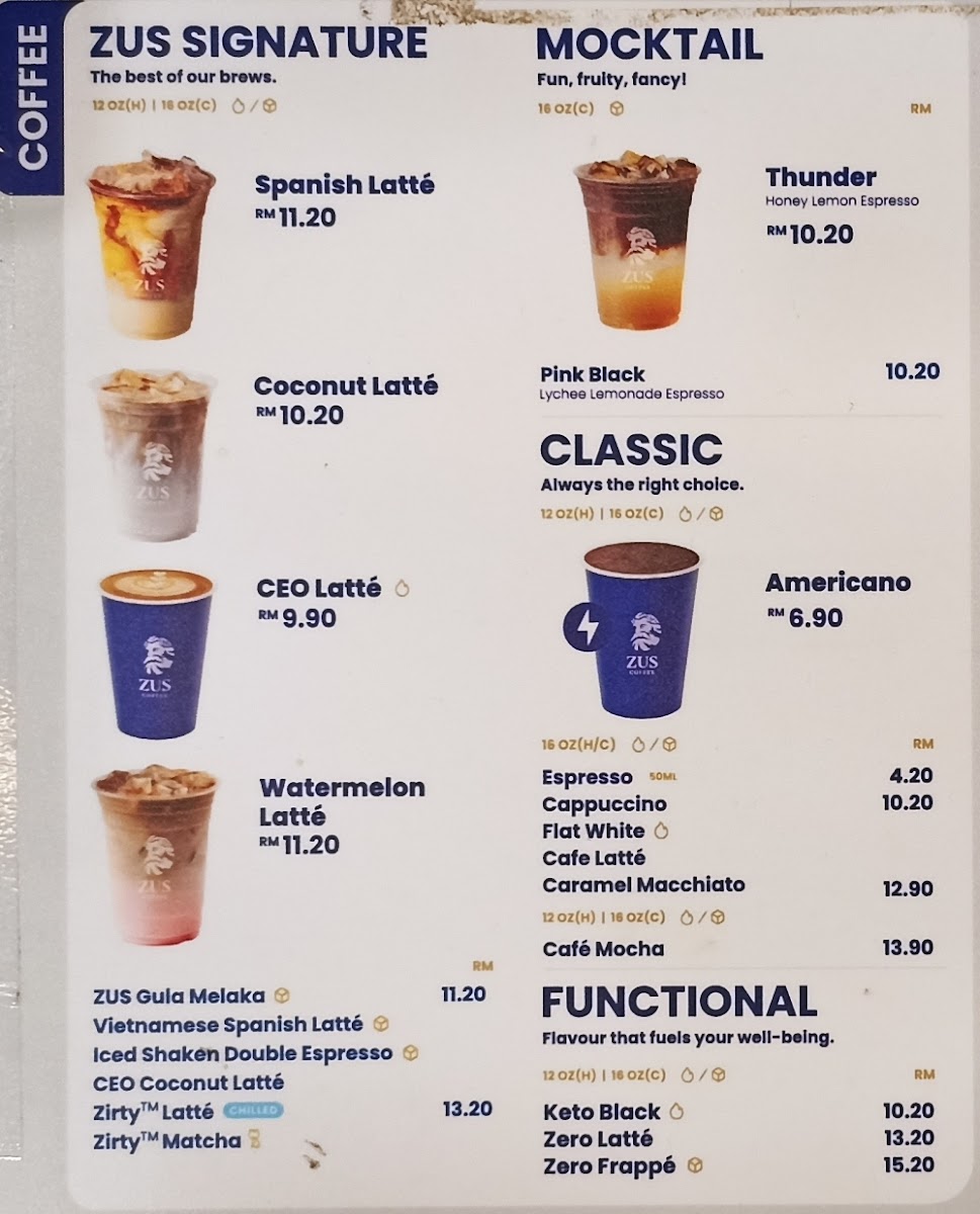 ZUS Coffee - MyTOWN Shopping Centre Photo Menu 1