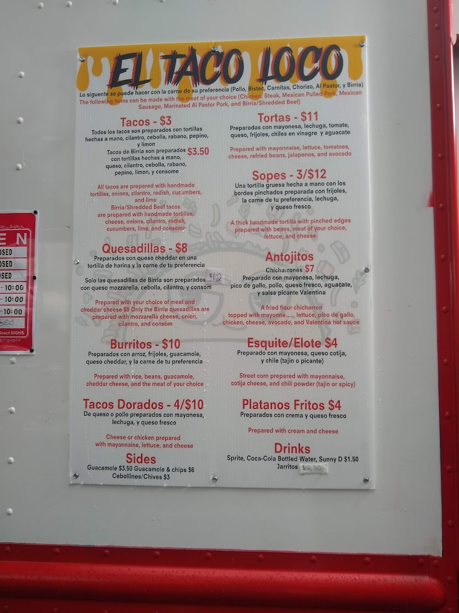 El Taco Loco LLC Photo Menu 3