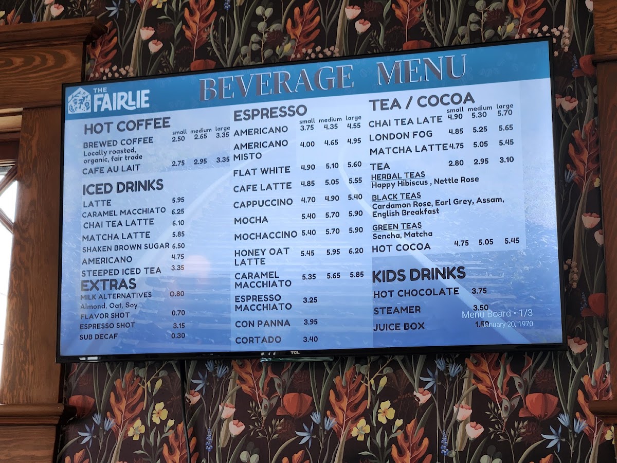 The Fairlie Cafe Photo Menu 1