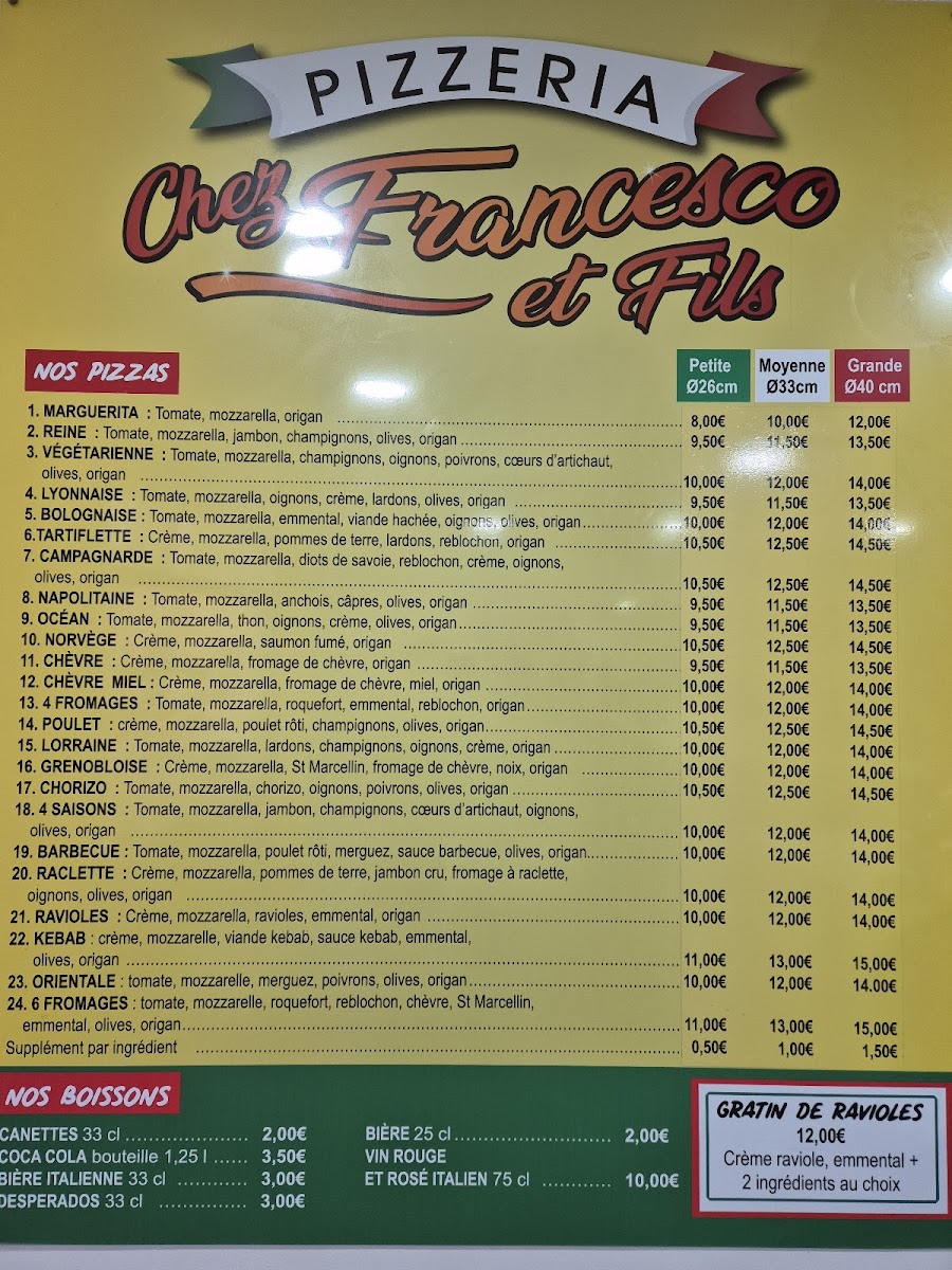 Pizza chez francesco et fils Photo Menu 1