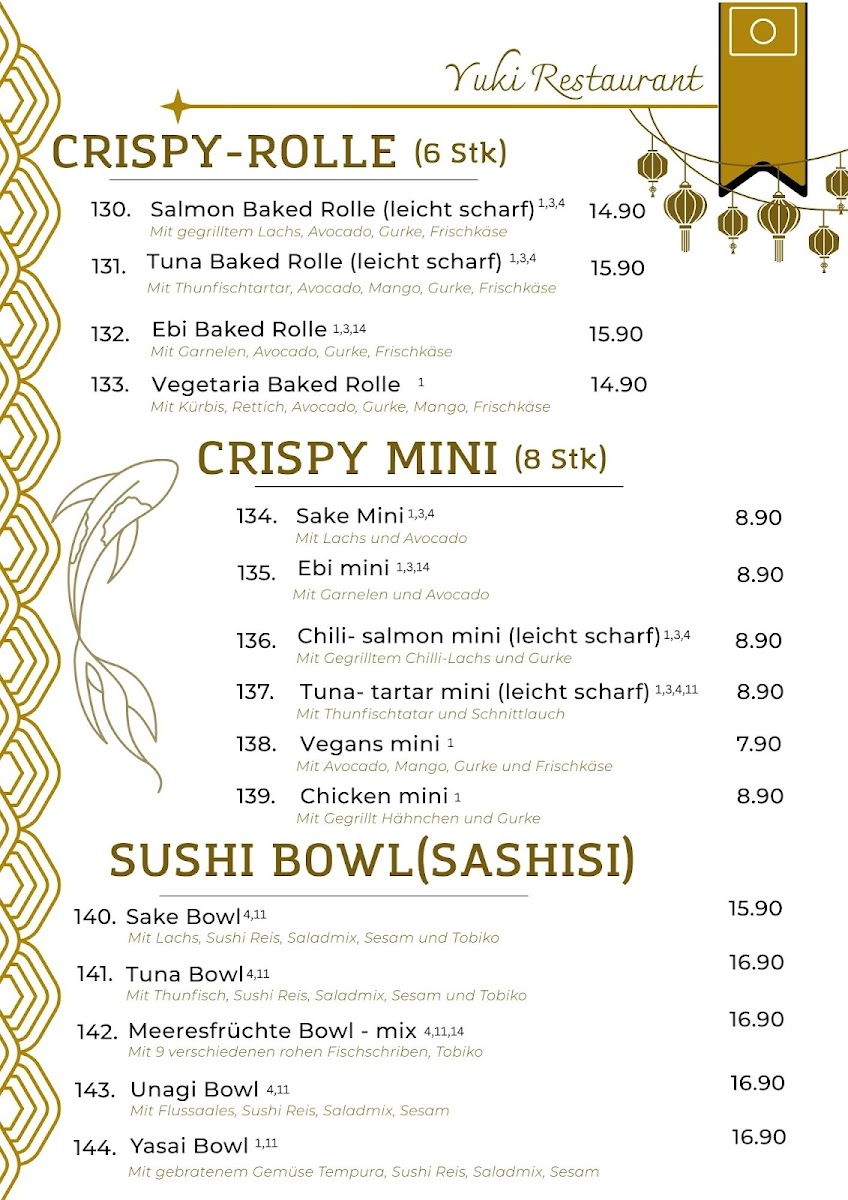 Yuki Pan Asia & Sushi Bar Photo Menu 1