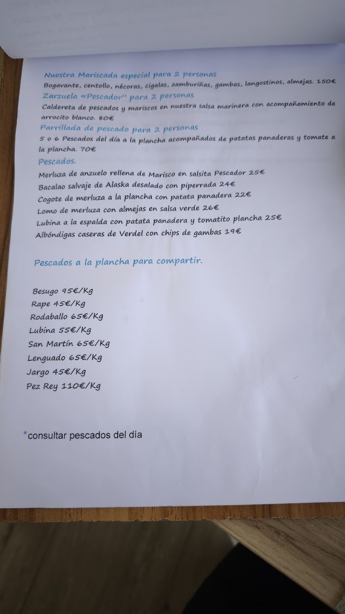Restaurante El Pescador Photo Menu 4