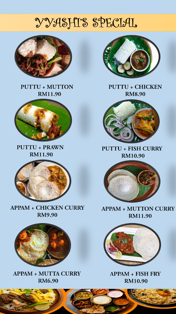 Yyashi Indian Restaurant Photo Menu 4
