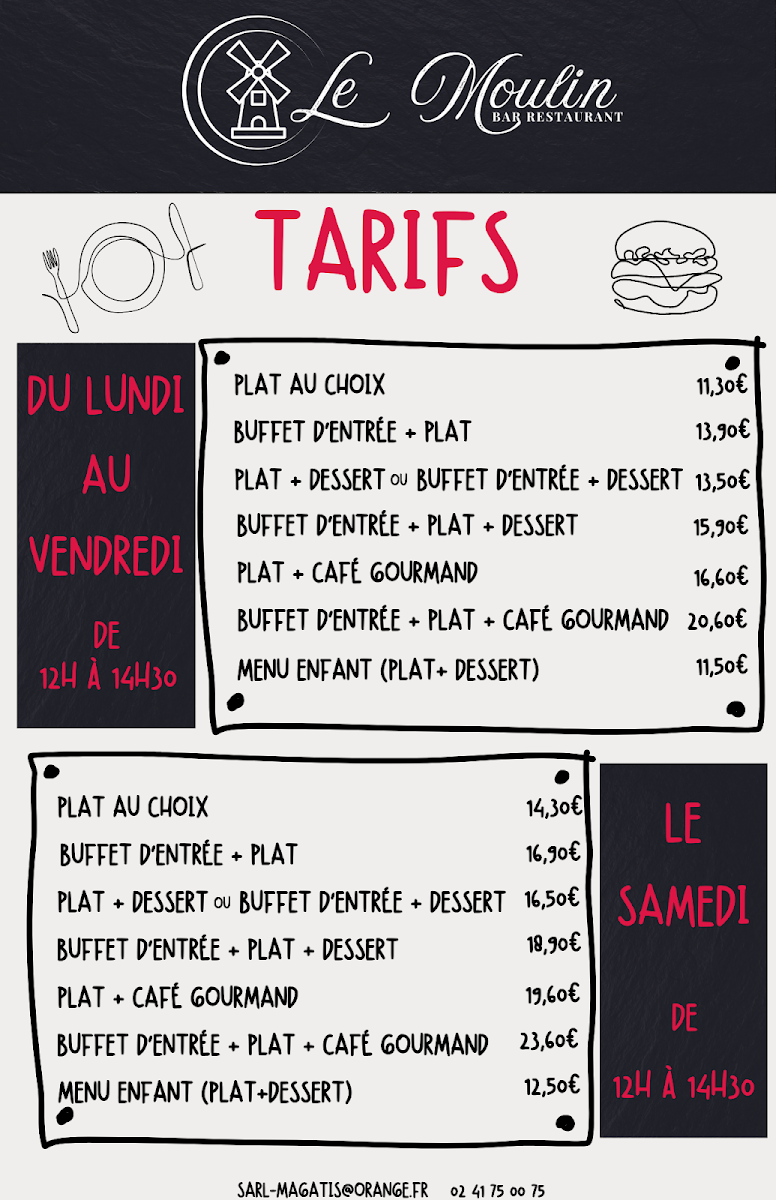 Restaurant Le Moulin - Bar Brasserie Photo Menu 1