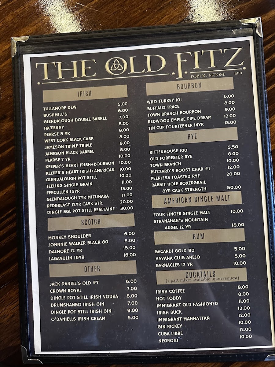 The Old Fitz Public House Photo Menu 2