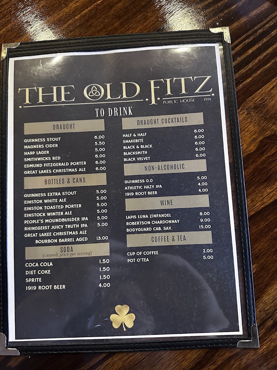 The Old Fitz Public House Photo Menu 5