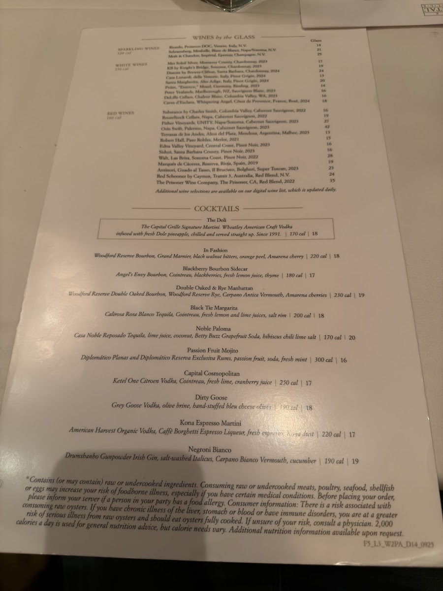 The Capital Grille Photo Menu 2