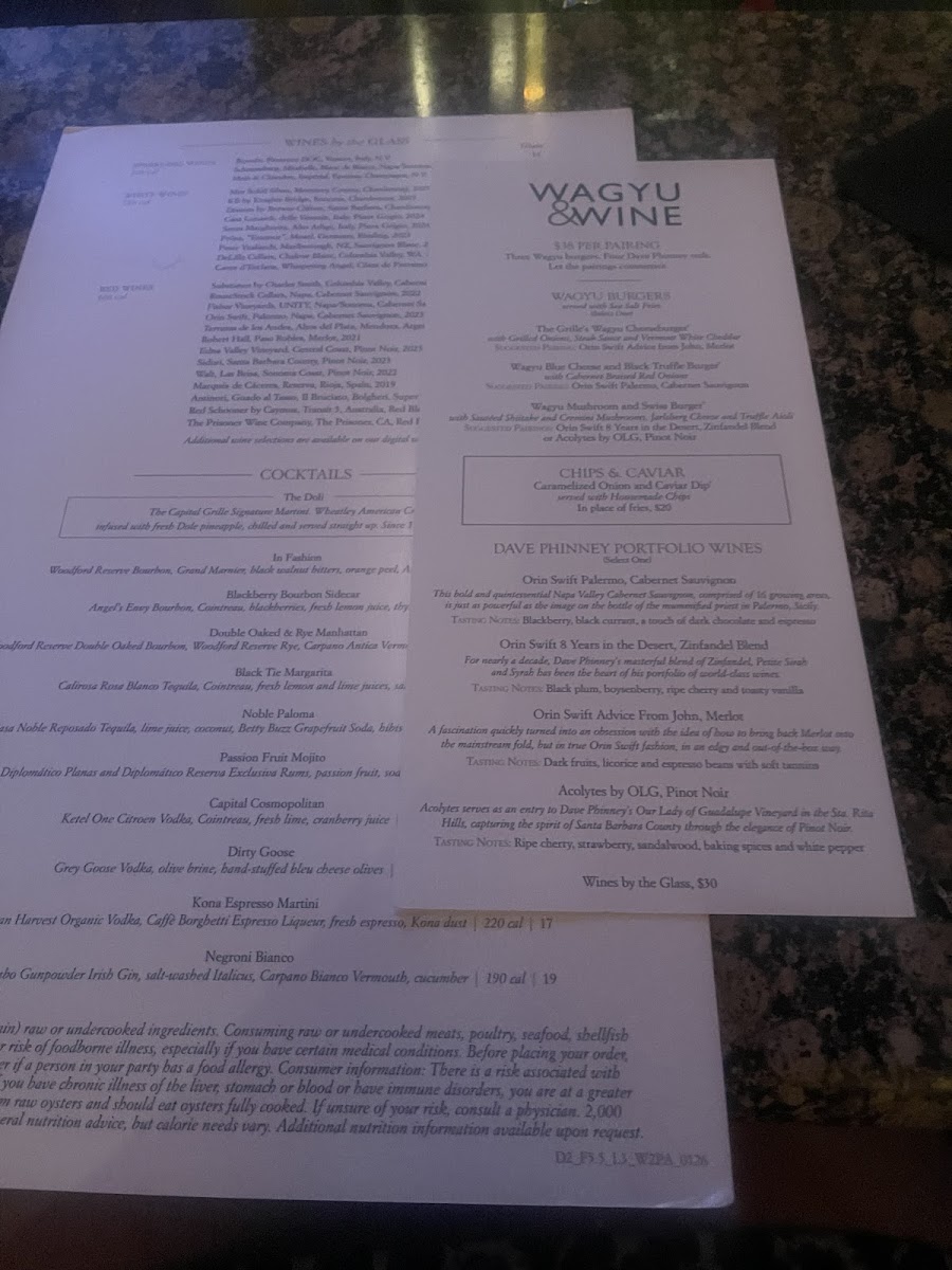 The Capital Grille Photo Menu 5