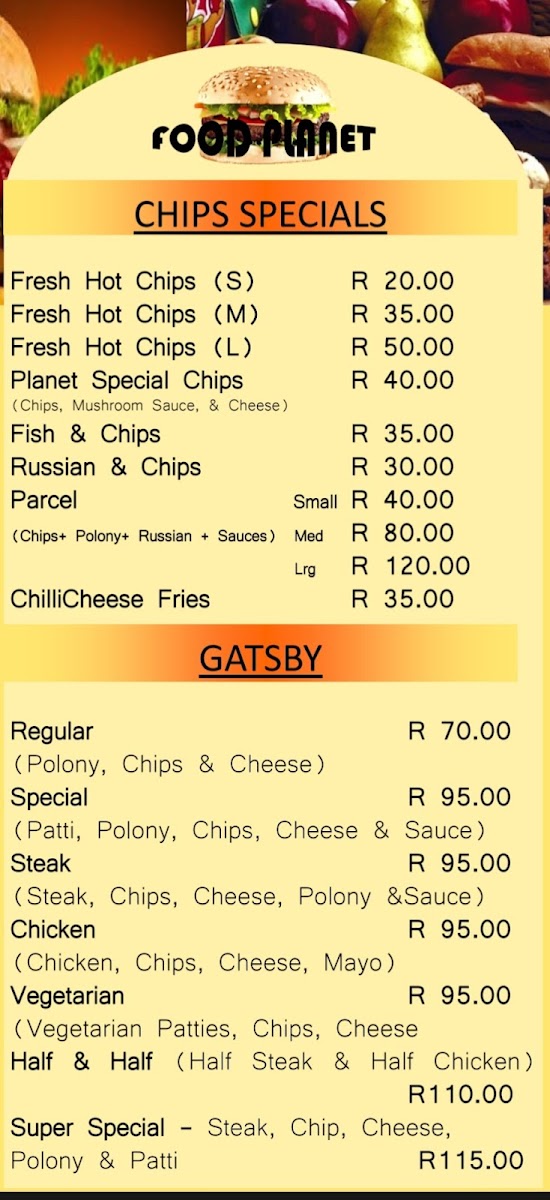Food Planet Halaal Take Away Photo Menu 1