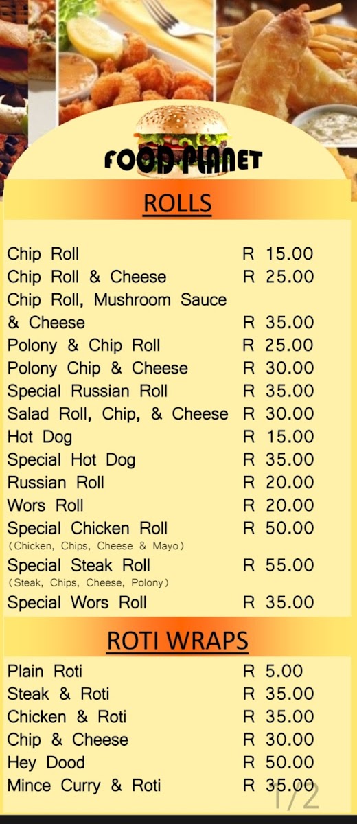 Food Planet Halaal Take Away Photo Menu 2