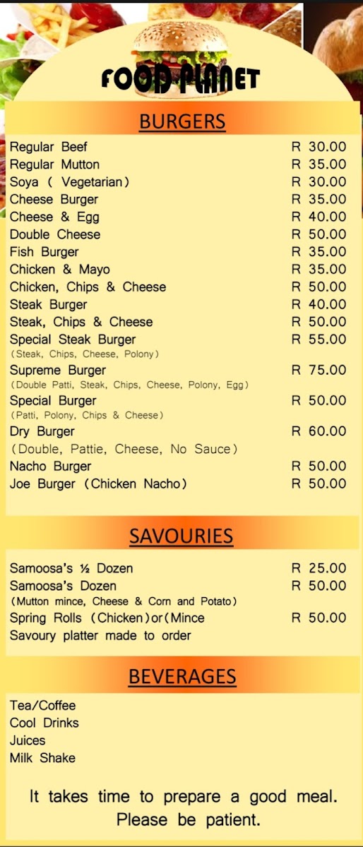 Food Planet Halaal Take Away Photo Menu 3