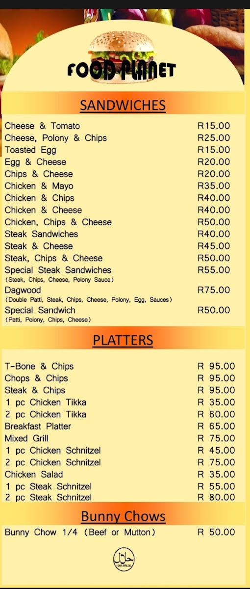 Food Planet Halaal Take Away Photo Menu 4