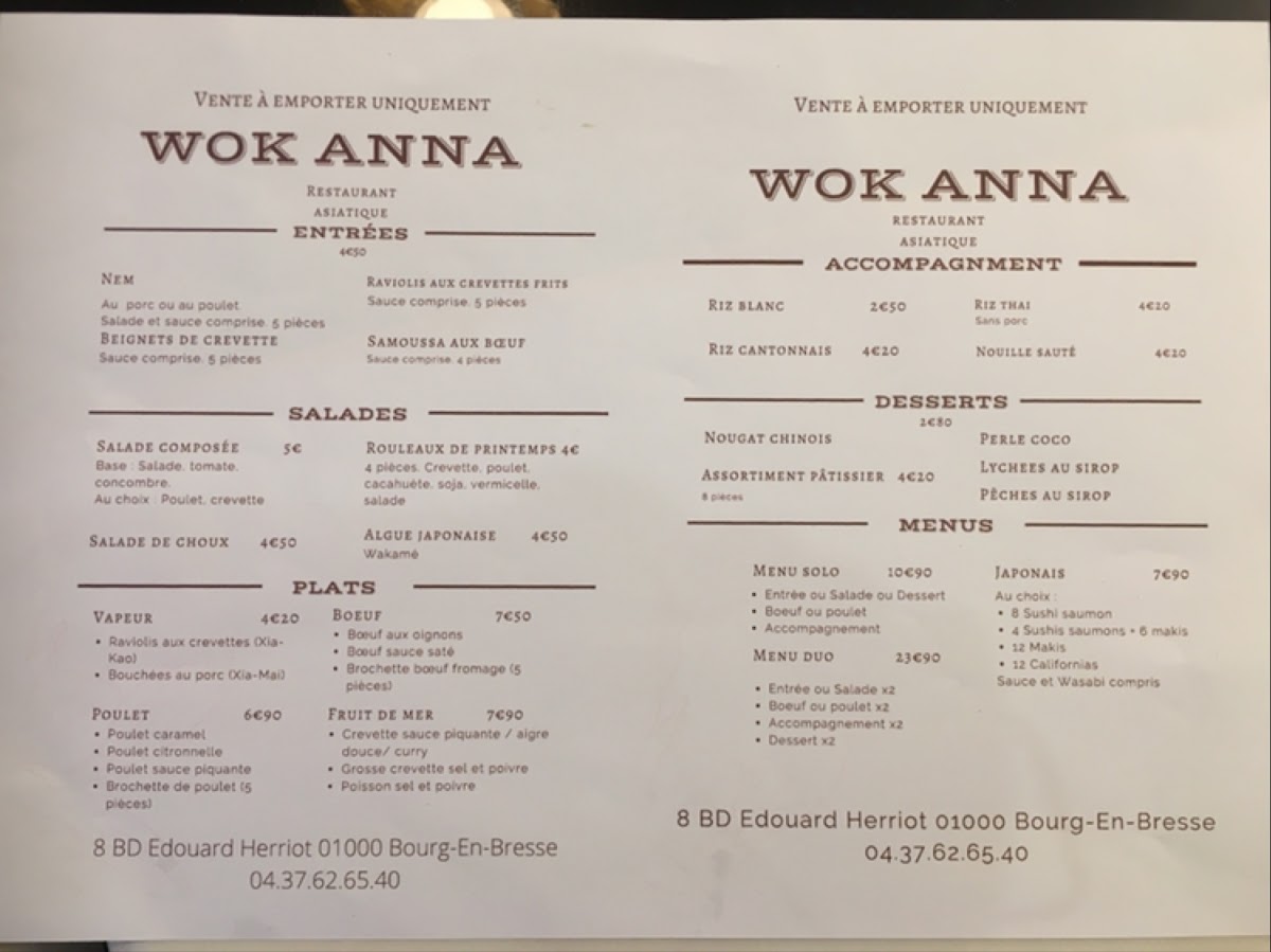 WOK ANNA | Buffet asiatique à volonté Photo Menu 5