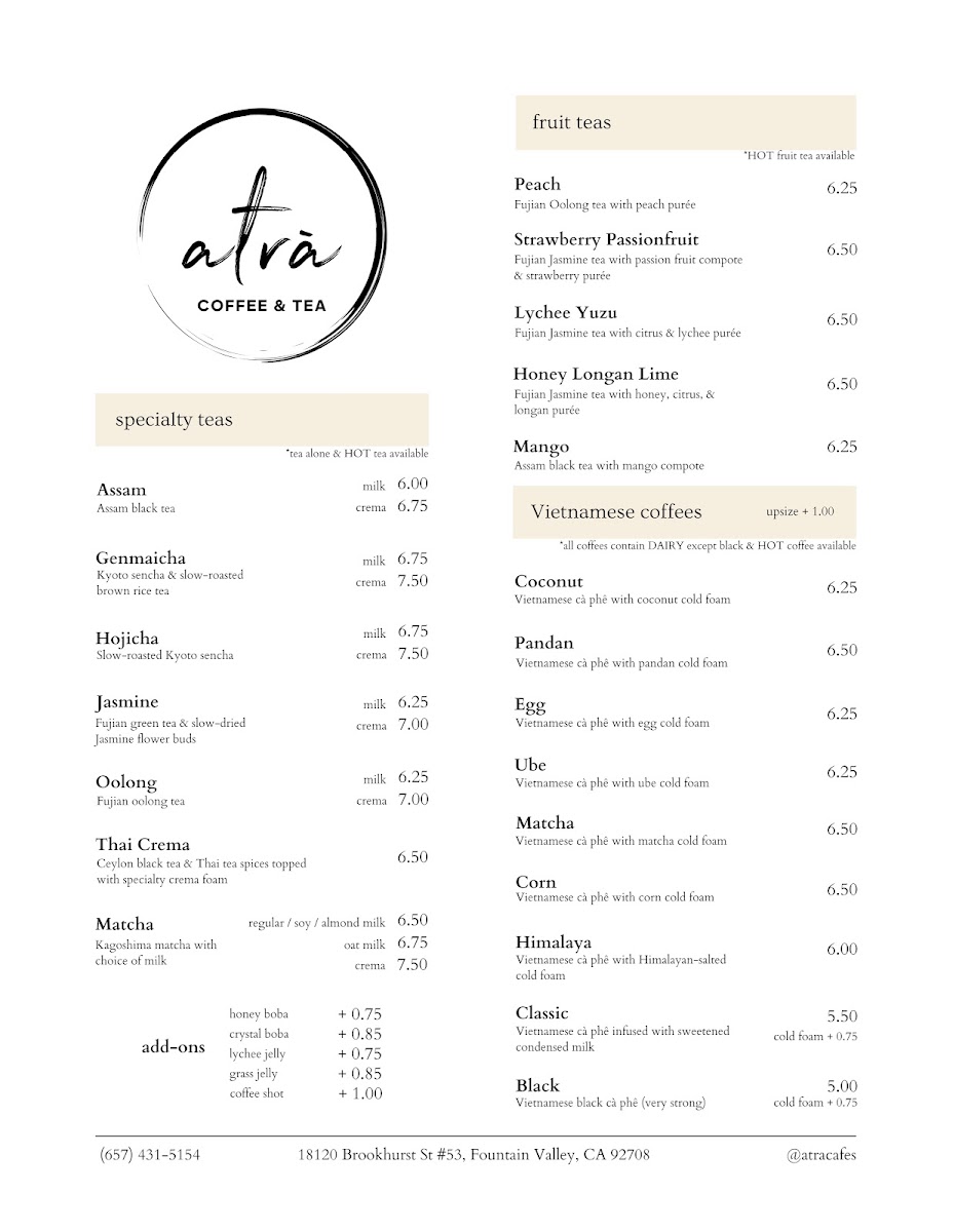 Atra Cafe Photo Menu 1