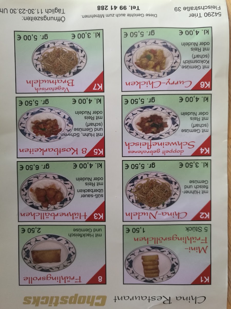China - Restaurant Chopsticks Photo Menu 5