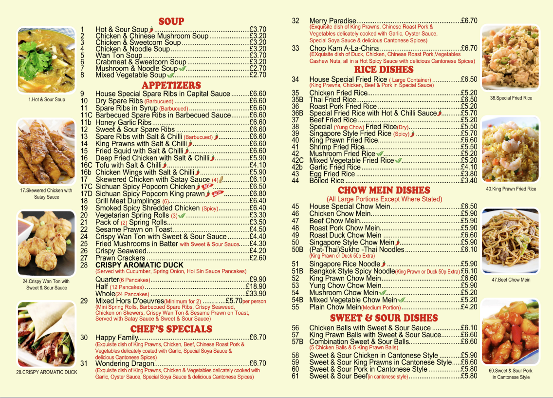 The Hot & Cold Chinese Restaurant Photo Menu 5