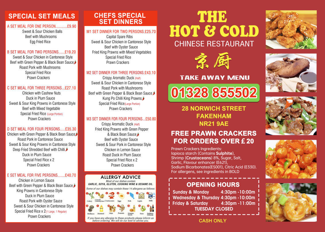 The Hot & Cold Chinese Restaurant Photo Menu 6