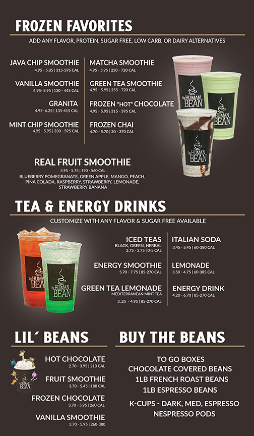 The Human Bean Photo Menu 1