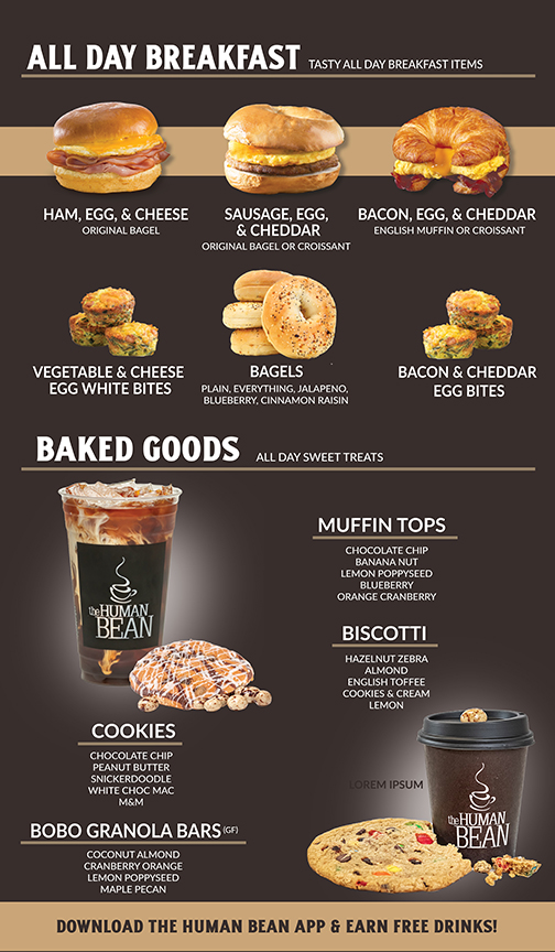 The Human Bean Photo Menu 2