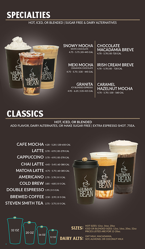 The Human Bean Photo Menu 3