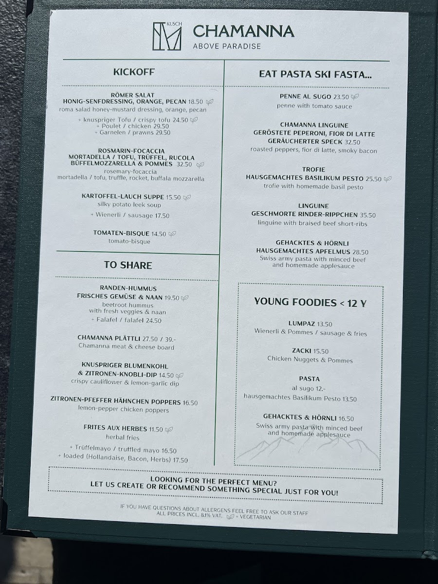 Chamanna St. Moritz Photo Menu 2