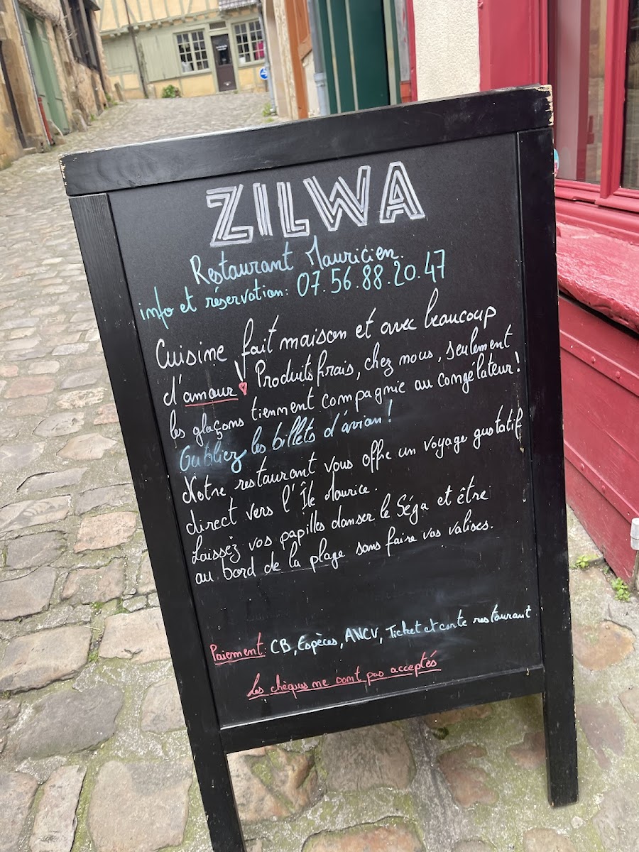 Zilwa Le Mans restaurant Mauricien Photo Menu 10