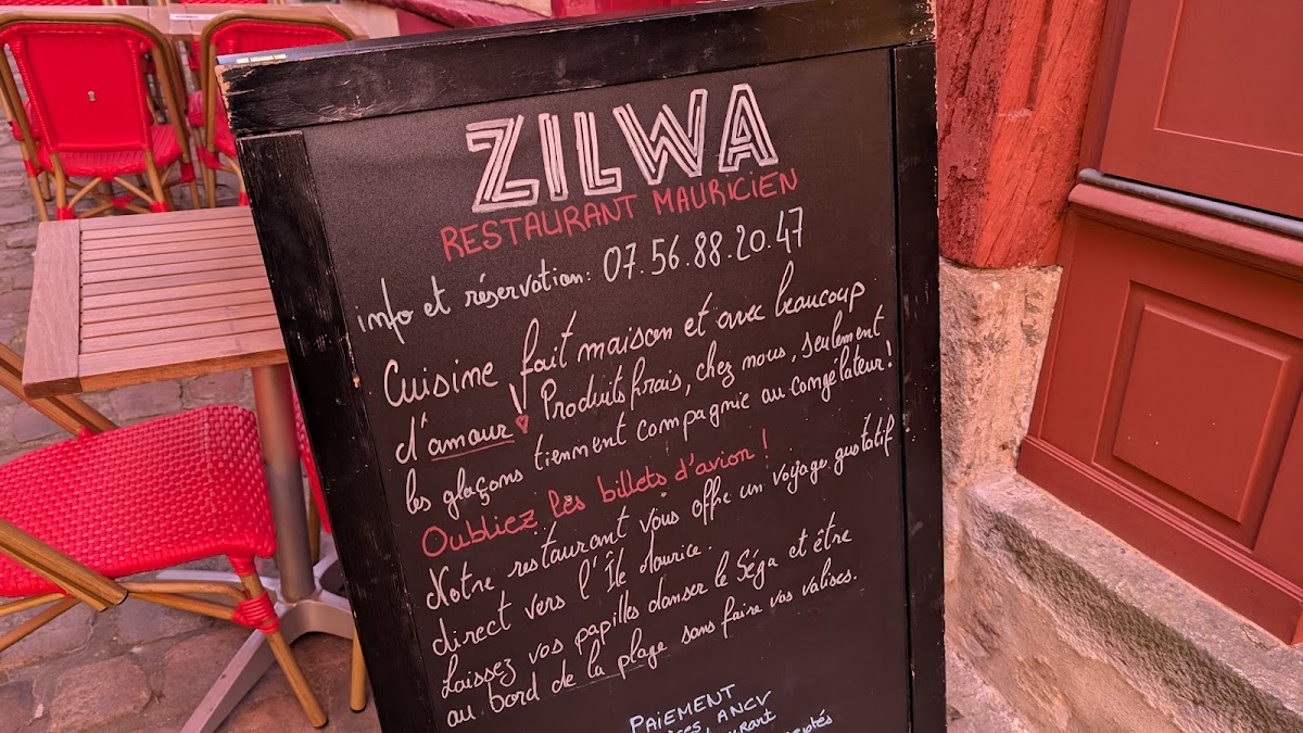 Zilwa Le Mans restaurant Mauricien Photo Menu 5
