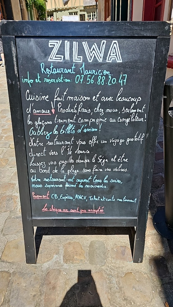 Zilwa Le Mans restaurant Mauricien Photo Menu 6