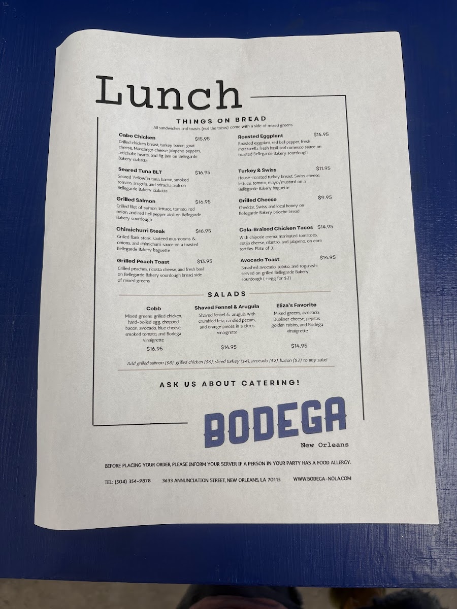 Bodega New Orleans Photo Menu 3