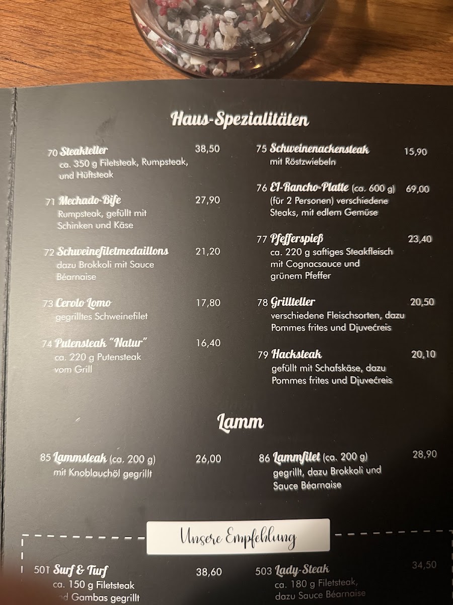 El Rancho Photo Menu 1