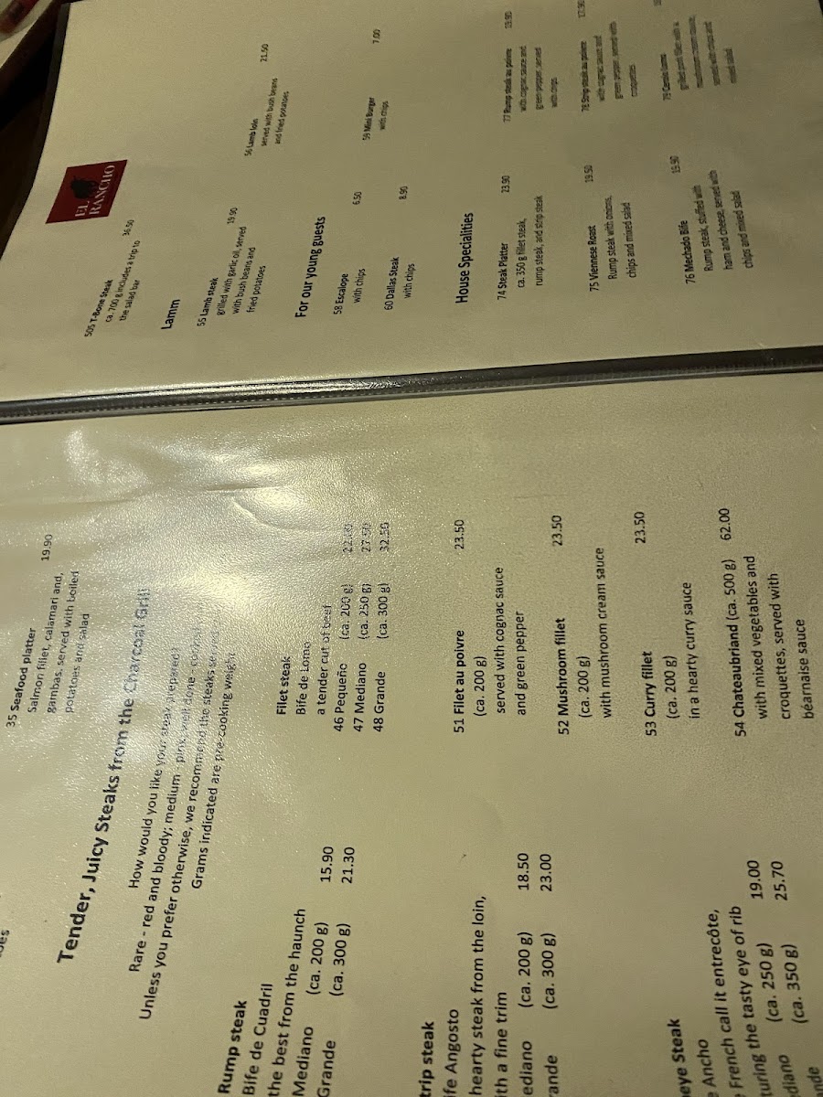 El Rancho Photo Menu 5