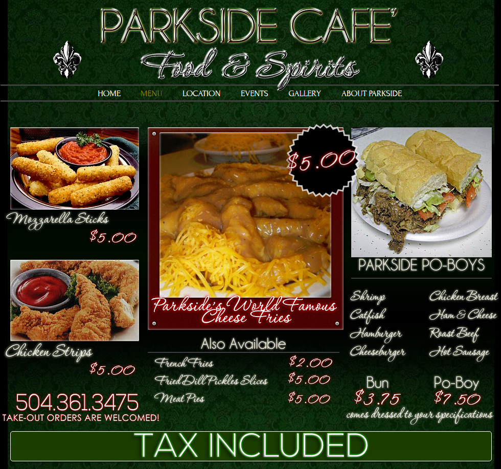 Parkside Cafe Photo Menu 1