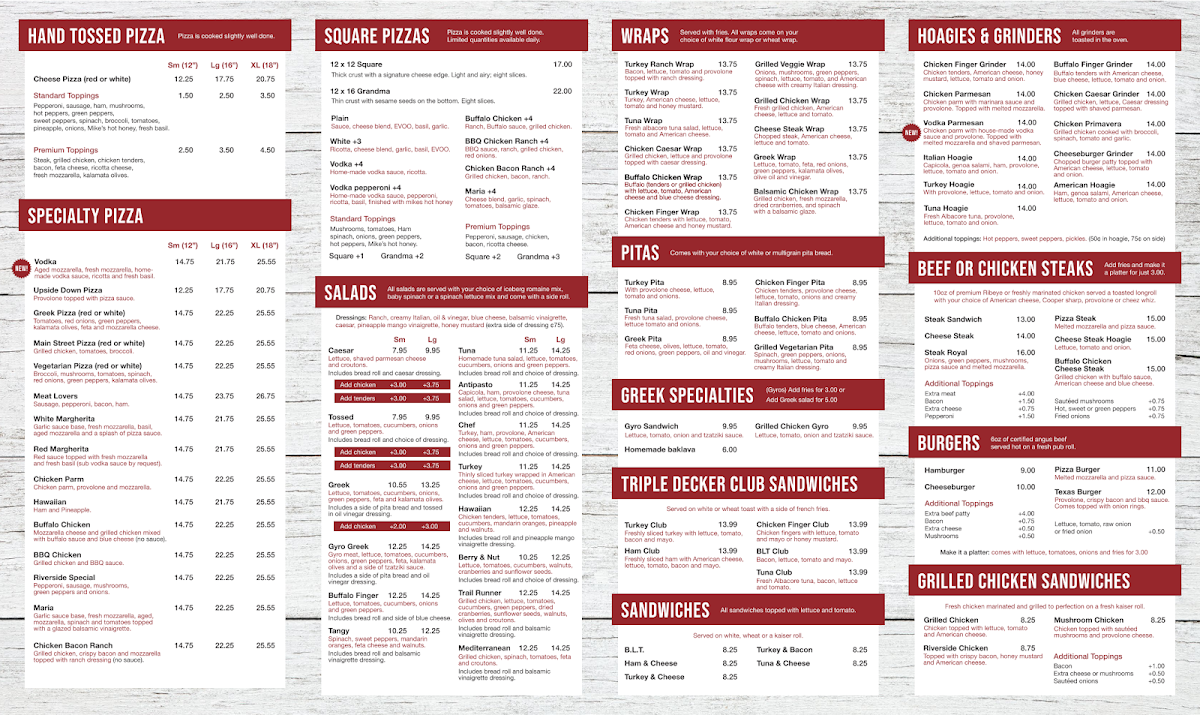 Riverside Pizza Photo Menu 1