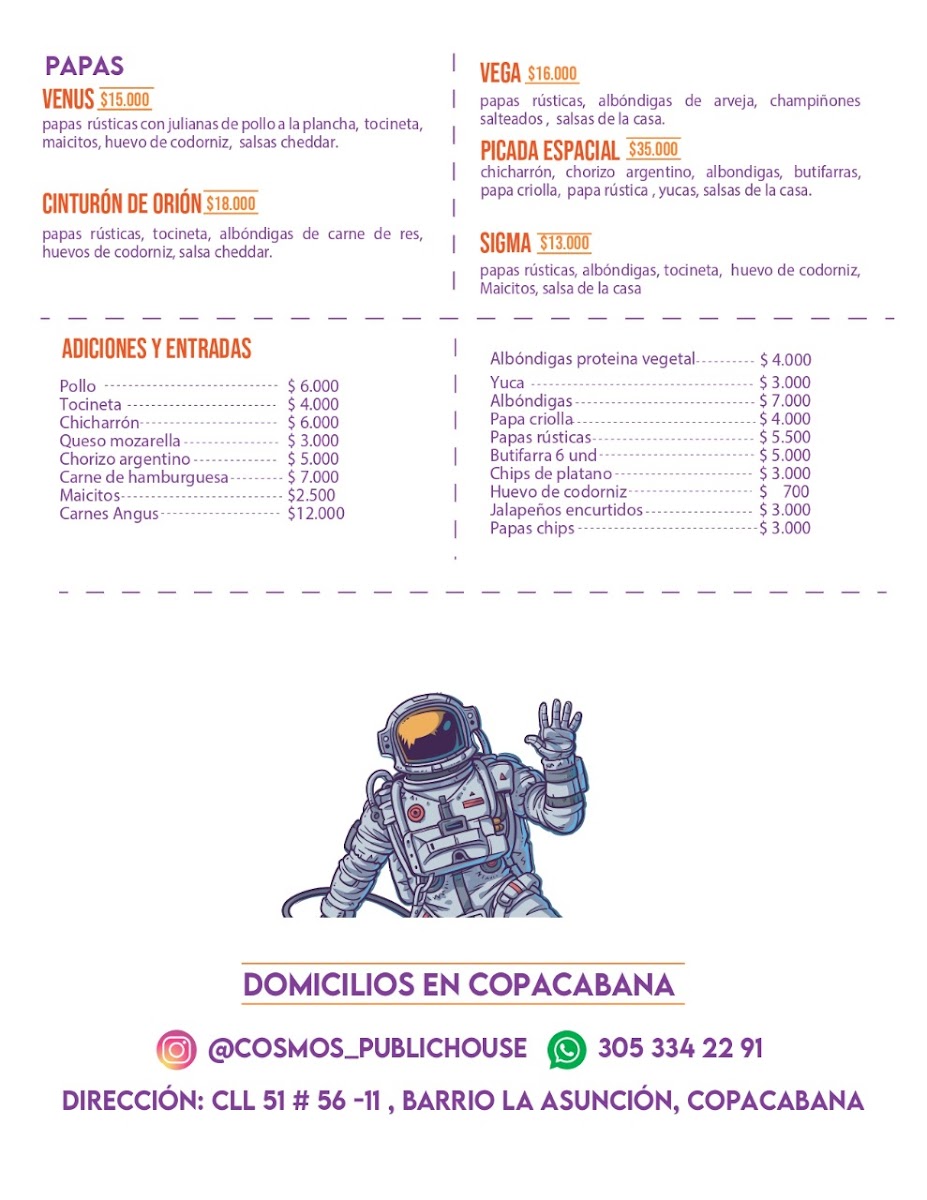 Cosmos Public House Photo Menu 1