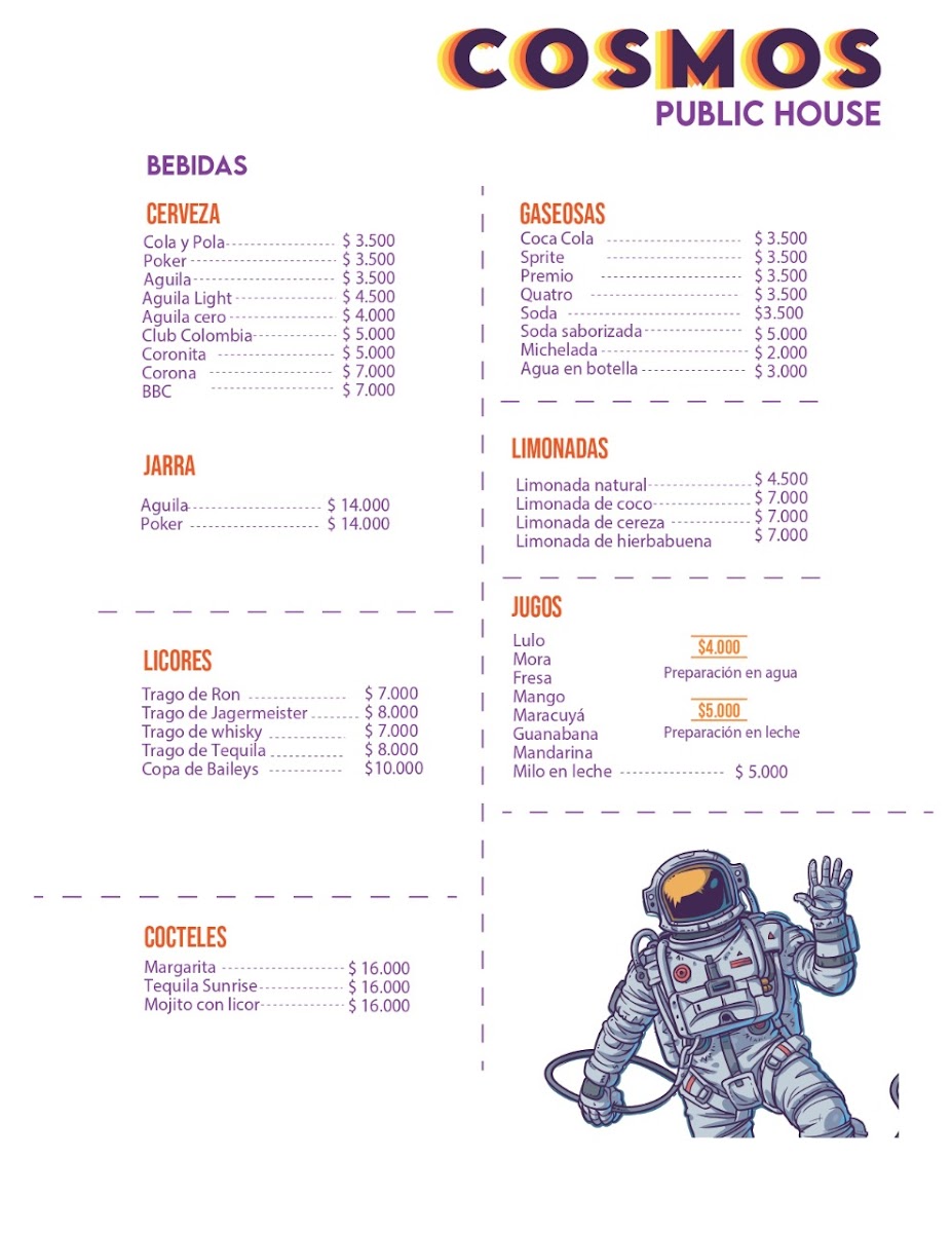Cosmos Public House Photo Menu 3