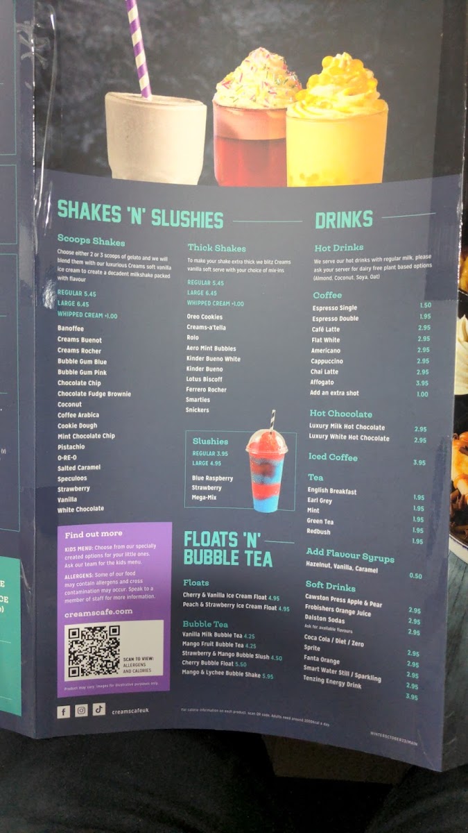 Creams Cafe Beckton Photo Menu 3