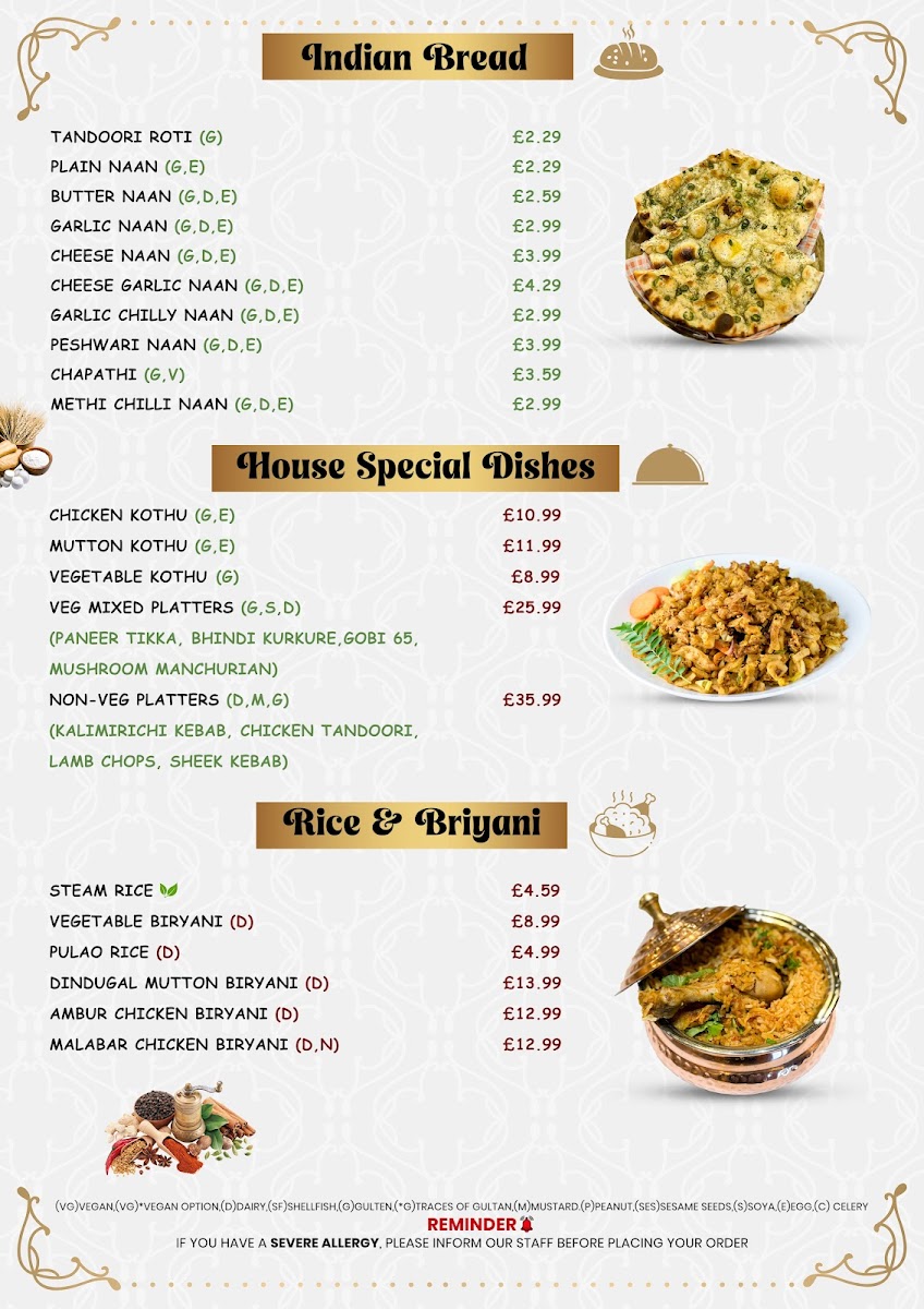 Royal Thali Restaurant Photo Menu 2